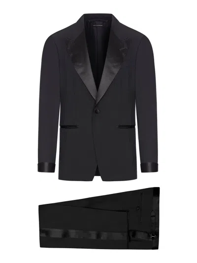 Tom Ford Stretch Wool Tuxedo In Black