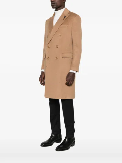 Lardini Camel Coat In Brown