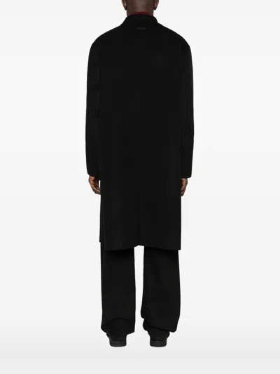 Lardini Collared Wool Coat Featuring Side Pockets In Black