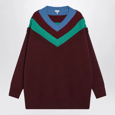 Loewe Wool Sweater With Layered Construction In Burgundy