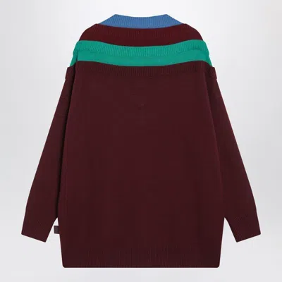 Loewe Wool Sweater With Layered Construction In Burgundy