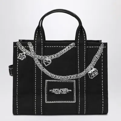 Marc Jacobs The Small Tote Bag Nera In Canvas With Designs In Black