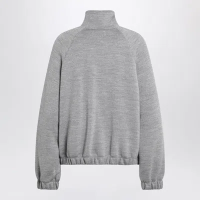 Max Mara Grey Wool Blend Zip-up Sweatshirt In Gray