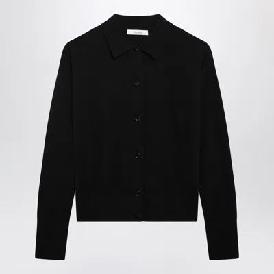 Max Mara Navy Wool-blend Cardigan In Black