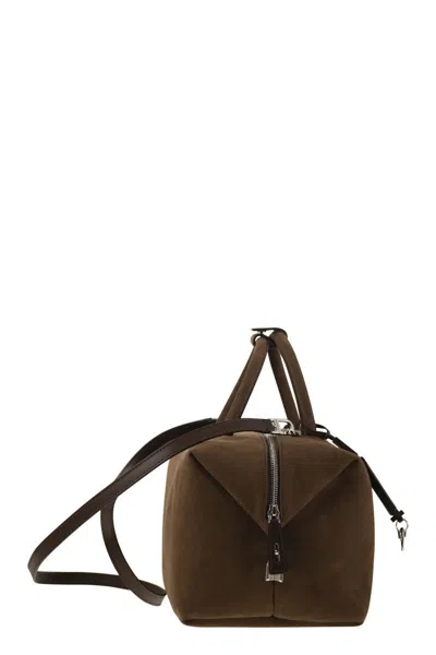 Max Mara Holdallsuede Large Satchel In Nubuck Leather In Brown