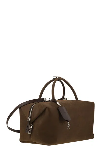 Max Mara Holdallsuede Large Satchel In Nubuck Leather In Brown
