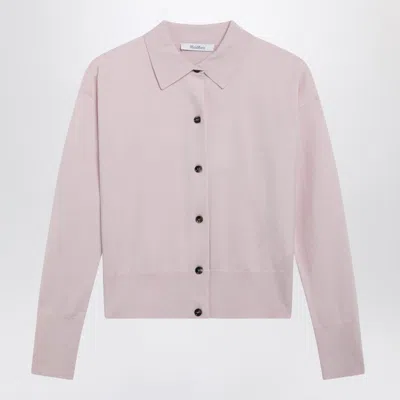 Max Mara Medeola Collared Cropped Knit Cardigan In Pink