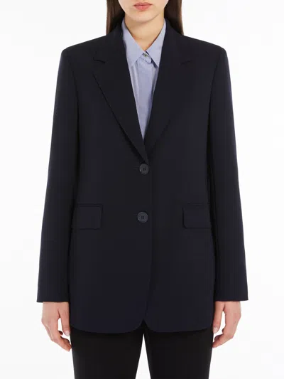 Max Mara Single-breasted Wool Broadcloth Blazer In Black