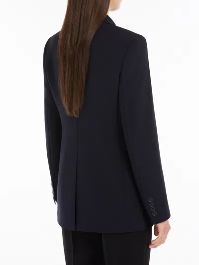 Max Mara Single-breasted Wool Broadcloth Blazer In Black