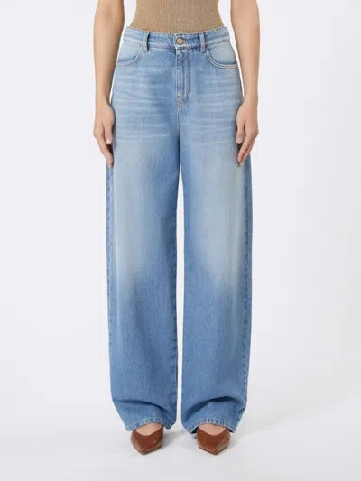Max Mara Studio Oversized Denim Jeans In Blue