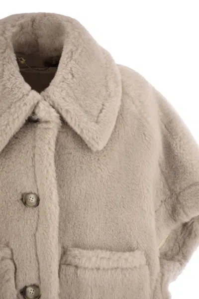 Max Mara Teddy Cape In Alpaca And Wool Newera1 In Neutral
