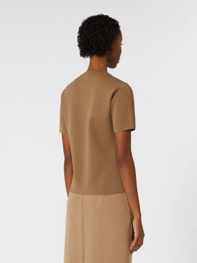 Max Mara Viscose Crepe Yarn Sweater In Brown