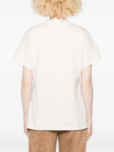 Moncler White Logo-embroidered T-shirt In Neutral