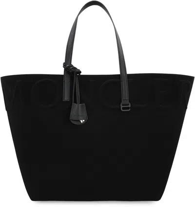 Moncler Mini Leather Tote Bag With Key Chain In Black