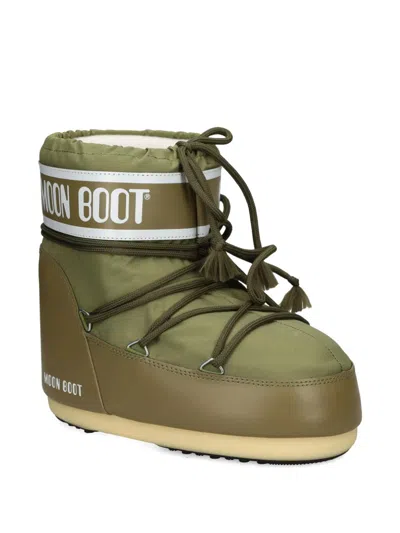 Moon Boot Mens Khaki Icon Low 2 Lace-up Nylon Snow Boots M In Green