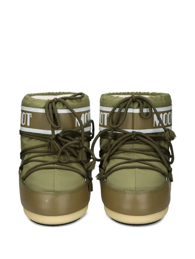 Moon Boot Mens Khaki Icon Low 2 Lace-up Nylon Snow Boots M In Green