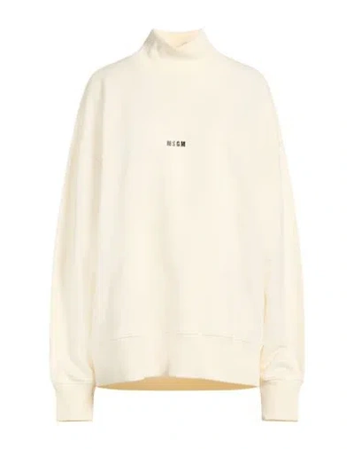Msgm Woman Sweatshirt Cream Size Xs Cotton In White