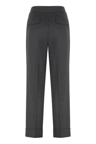 Peserico Cropped Pants In Wool Blend In Black