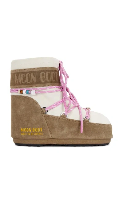 Moon Boot Two-tone Suede S X Guest In Residence Icon Low Ankle Boots In Animal Print