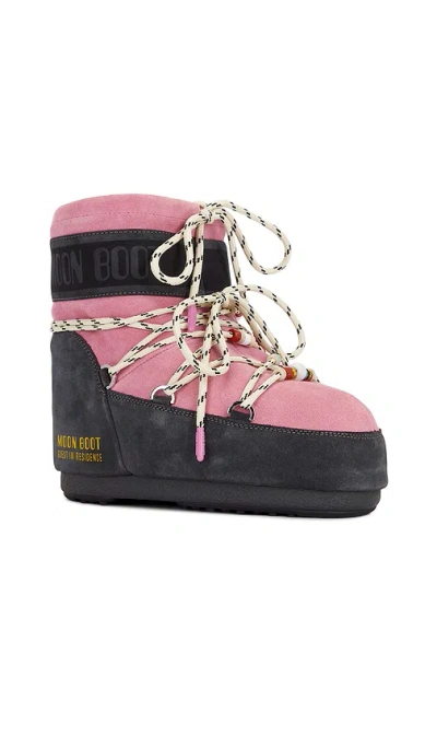 Moon Boot Two-tone Suede S X Guest In Residence Icon Low Ankle Boots In Pink