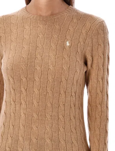 Polo Ralph Lauren Cable Wool And Cashmere Crewneck Jumper In Brown