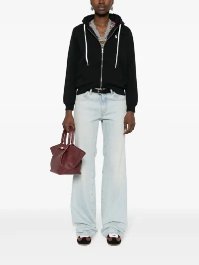 Polo Ralph Lauren Logo Hoodie In Black