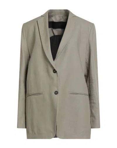 Rrd Woman Blazer Grey Size 10 Linen, Elastane, Polyethylene In Multi