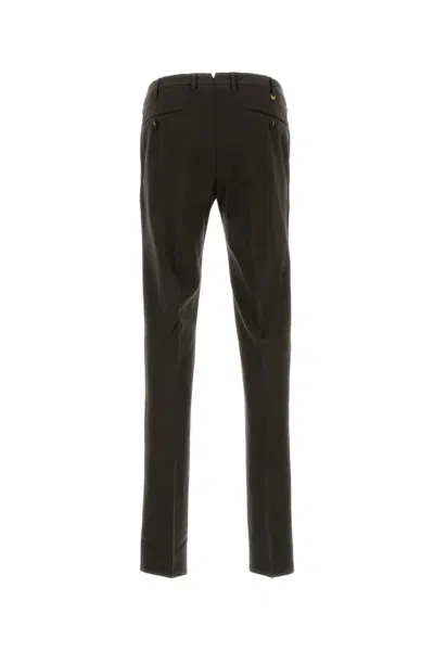 Pt Torino Dark Brown Stretch Cotton Blend Pant In Black