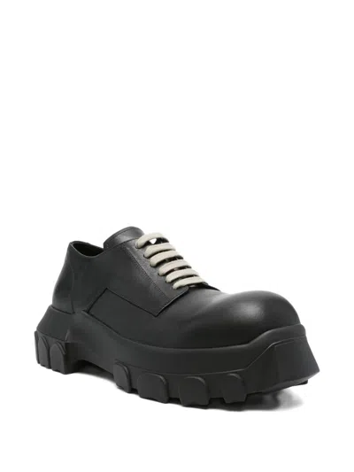 Rick Owens Mens Black Bozo Tractor Platform Leather Oxford Shoes