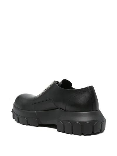 Rick Owens Mens Black Bozo Tractor Platform Leather Oxford Shoes