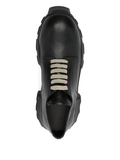 Rick Owens Mens Black Bozo Tractor Platform Leather Oxford Shoes