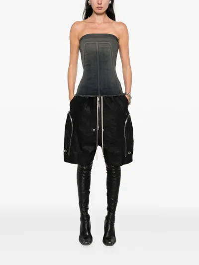 Rick Owens Strapless Panel Detailing Top In Gray