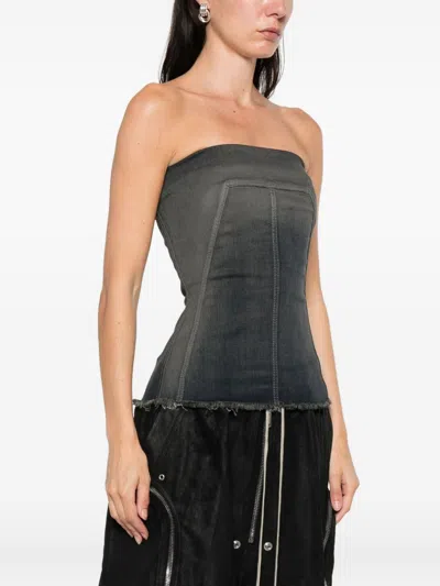 Rick Owens Strapless Panel Detailing Top In Gray