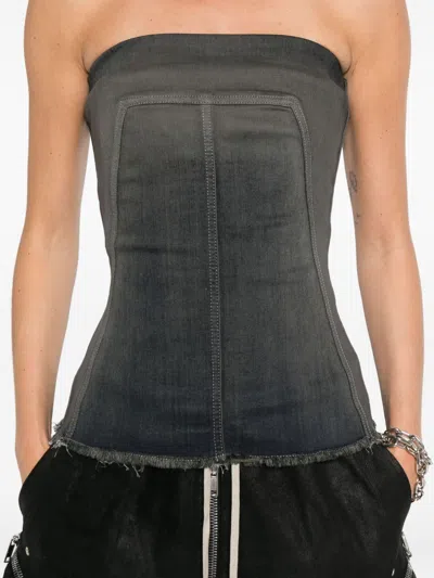 Rick Owens Strapless Panel Detailing Top In Gray