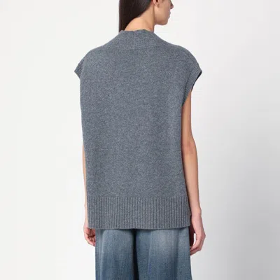 Roberto Collina Oversized Ribbed Wool Vest In Gray