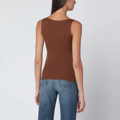 Roberto Collina Wool Tank Top Sleeveless Design In Brown