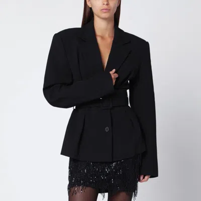 Rotate Birger Christensen Black Single-breasted Jacket With Belt In Black