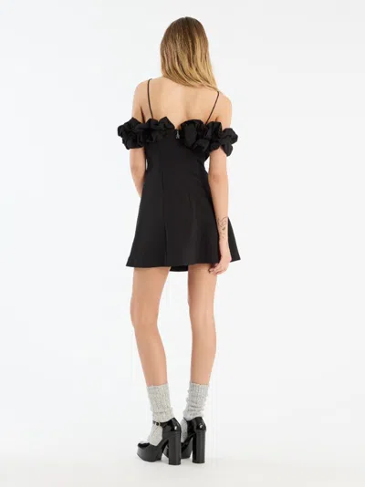 Rotate Birger Christensen Rotate Birgerchristensen Crepe A-line Mini Dress In Black