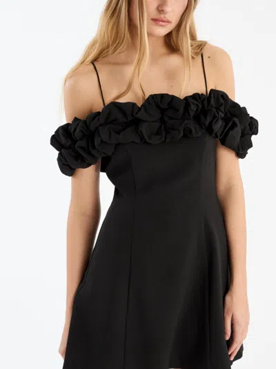 Rotate Birger Christensen Rotate Birgerchristensen Crepe A-line Mini Dress In Black