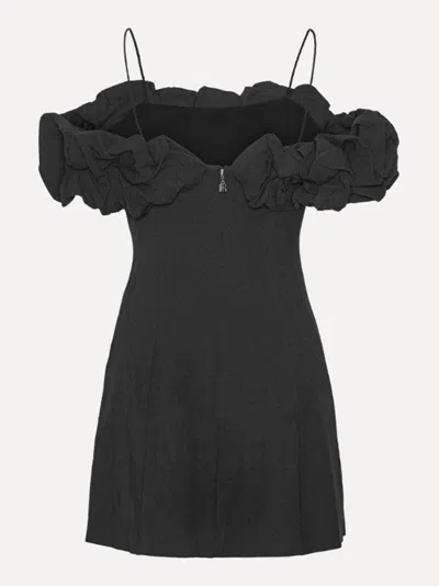 Rotate Birger Christensen Rotate Birgerchristensen Crepe A-line Mini Dress In Black