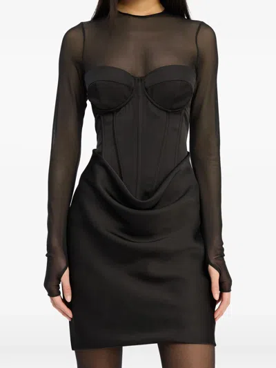 Rotate Birger Christensen Rotate Birgerchristensen Satin Corset Mini Dress In Black