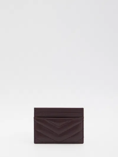 Saint Laurent Bordeaux Cassandre Card Holder In Burgundy