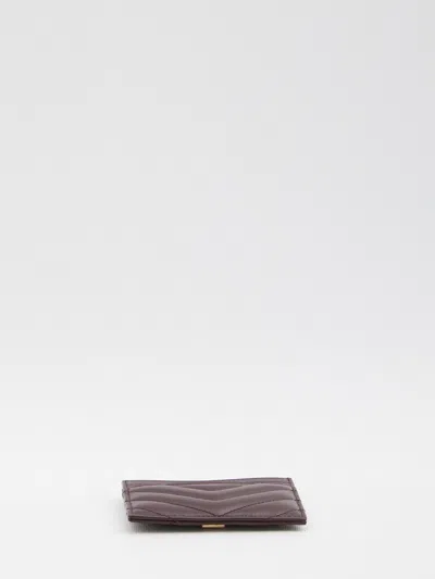 Saint Laurent Bordeaux Cassandre Card Holder In Burgundy