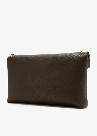 Saint Laurent Xxl Moss Green Envelope Cassandre Clutch In Brown
