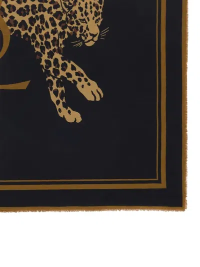 Saint Laurent Cassandre Large Square Scarf In Wool Twill