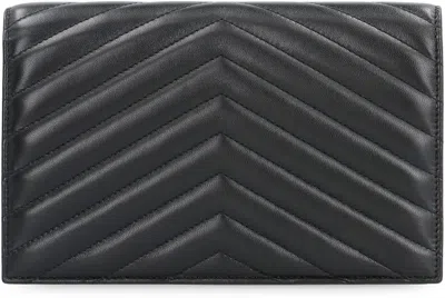 Saint Laurent Cassandre Envelope Chain Wallet In Black