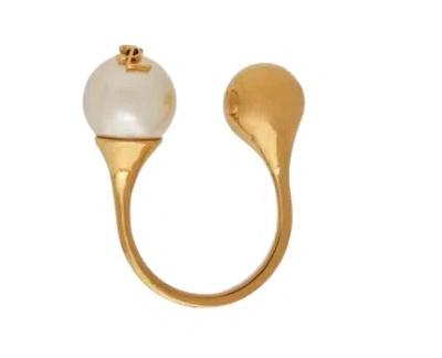 Saint Laurent Cassandre Pearl And Ball Ring