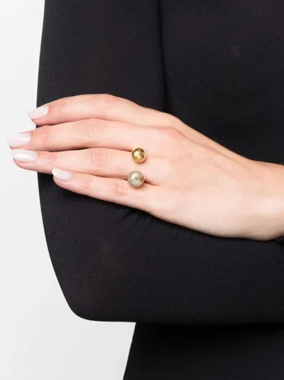 Saint Laurent Cassandre Pearl And Ball Ring