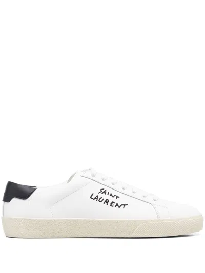 Saint Laurent Low-top Sneakers With Round Toe And Contrast Heel In White