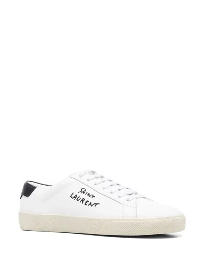 Saint Laurent Low-top Sneakers With Round Toe And Contrast Heel In White